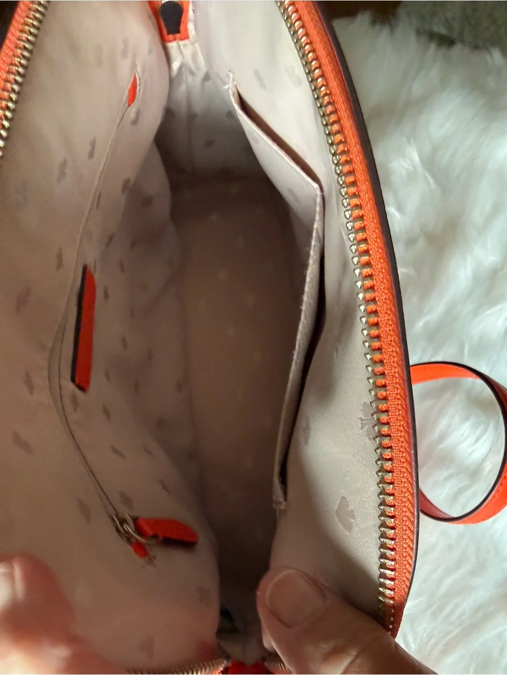 Kate Spade orange saffiano dome satchel